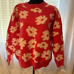 Maurices Pink and Cream Floral Sweater